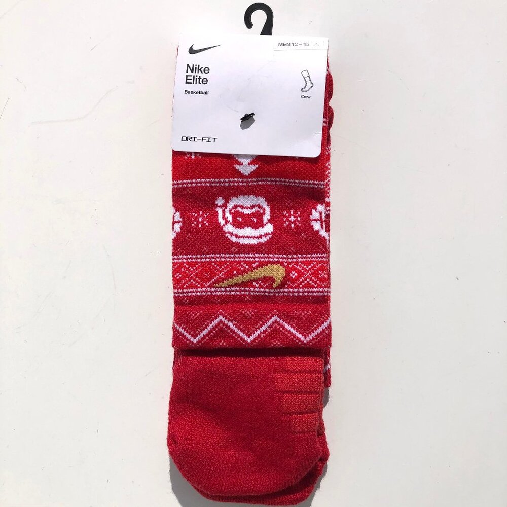 Nike Elite Basketball Crew Socks Dri-Fit Christmas Xmas Print size XL
